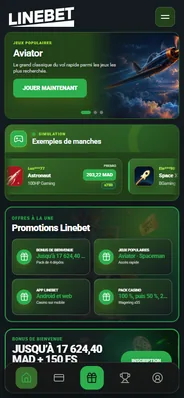 Vue mobile localisée de Linebet en français